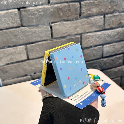 ins风拼色适用小米mixflip2手机壳卡通彩虹波点华为PuraX多巴胺pocket2糖果色荣耀magicv肤感zflip6/7手提链