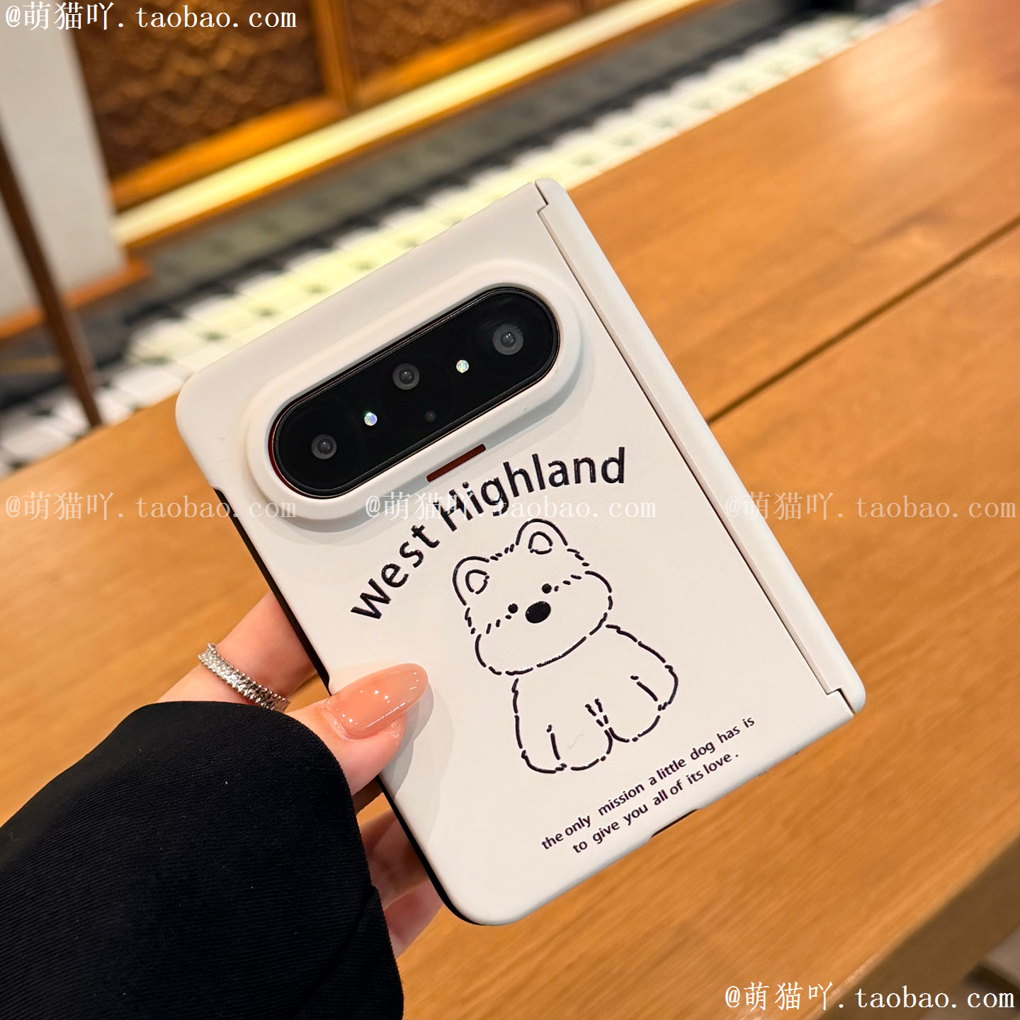 拼色肤感适用小米18Fold手机壳iPhoneDuo西高地小狗三星ZFold8卡通Luck笑脸华为PuraXMax铰链全包保护套男女