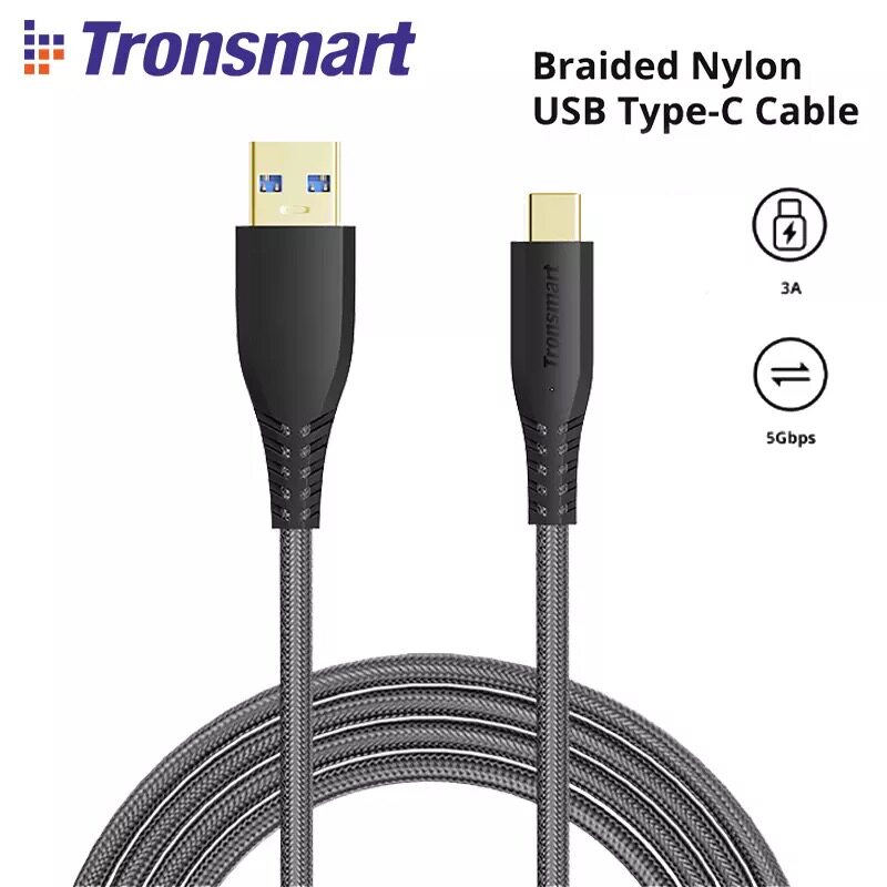 Tronsmart双编织尼龙手机充电线适用于安卓快充数据线USB2.0
