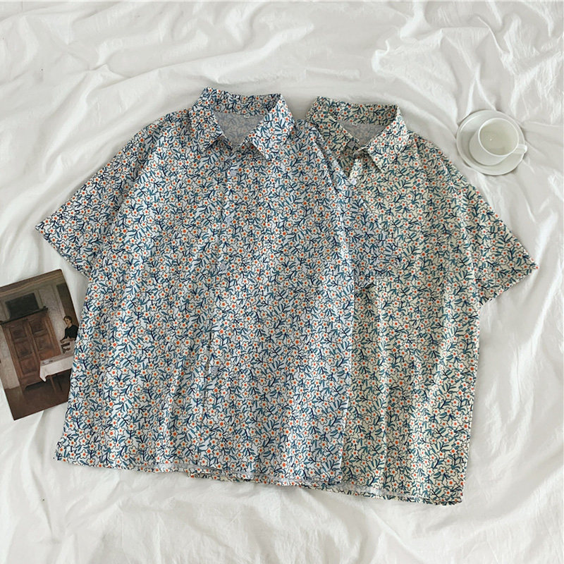 Retro shirt 2020 new pattern summer Korean Edition Short sleeved Lapel Broken flowers fashion Cardigan Versatile jacketin the Women's clothing/Boutique , Shirt  category - from Buy2taobao.com to provide professional Taobao agent buy service