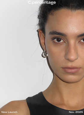 c percentage  原创设计高级设计感时髦银菱耳环