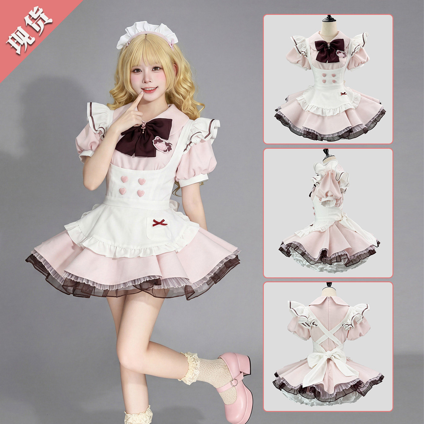 日系女仆装cos服软妹甜系Lolita狗短连衣裙软萌少女洛丽塔连衣裙