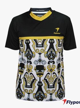 韩国代购直邮FLYPOWER羽毛球服2023折扣男女拼色速干复古短袖T恤