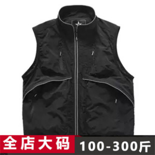 宽松遮肉显瘦无袖 马甲男夏季 背心外套 300斤多口袋运动工装 特大码