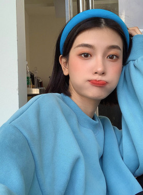 蓝色发箍女网红2023年新款海绵增高颅顶头箍洗脸复古高级感压发卡