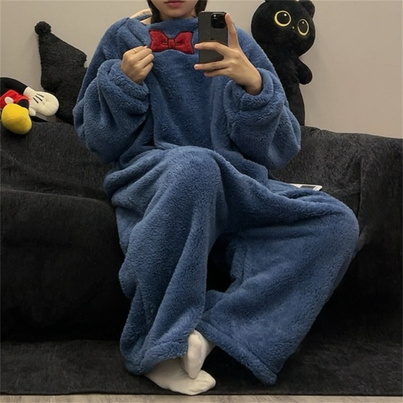 柯南连体睡衣男女款冬季加厚珊瑚绒沙雕搞怪情侣睡袍睡裙大码动漫