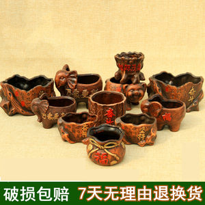 高档陶瓷花盆万象更新坚持奋斗陶瓷复古花盆个性创意大吉大利花盆