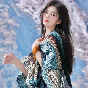 披肩女2024新款外搭民族风云南针织复古披风斗篷外套时尚洋气高档