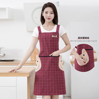 围裙女家用厨房2022新款纯棉罩衣可擦手厨房工作服洋气可爱成人