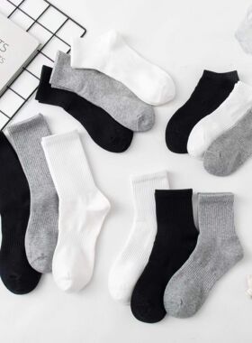 袜子男夏款白色纯棉中筒薄款运动ins潮长袜夏季学生船袜低帮隐形