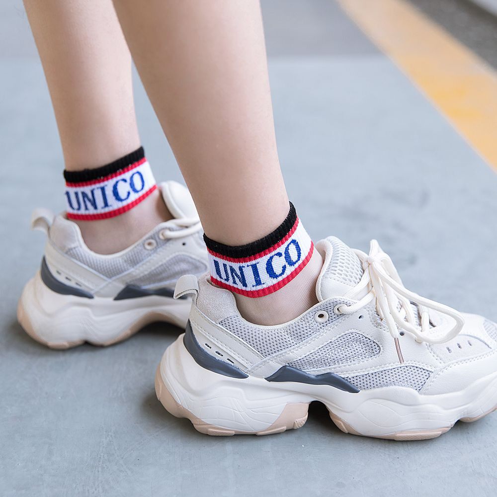 水晶丝袜透明夏季超薄韩国玻璃丝女短日系字母ins潮韩版学生