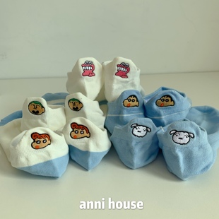 船袜女浅口纯棉隐形薄款 短袜ins 可爱卡通小新不掉跟防滑低帮夏季