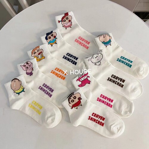 白色袜子女纯棉卡通女生