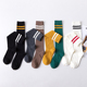 长袜子女小腿袜黑色中筒潮ins长筒街头纯棉秋冬季 过膝半高筒两杠