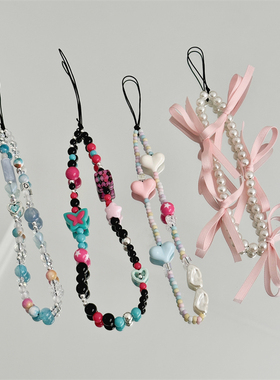 手工原创芭蕾美学千禧风y2K甜美辣妹手机链CCD相机挂绳串珠挂饰件