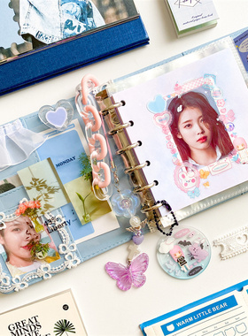 茉笑猫原创方形活页本咕卡本追星本手账本相册咕卡工具套装贴纸