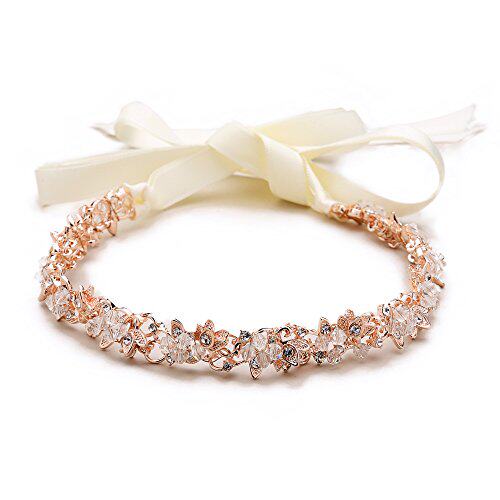mariell rose gold crystal cluster bridal wedding headband ha