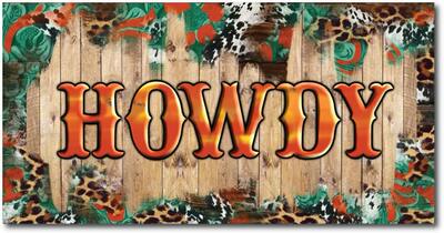 Howdy | Cow Hide Wood Style Background |Great Gift Idea|Deca