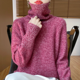 秋冬爆款 百搭羊绒针织打底 100%纯羊毛衫 女高领宽松慵懒风毛衣时尚