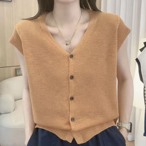 飞飞袖亚麻针织开衫女2025夏季新款欧货宽松时尚显瘦短袖V领小衫