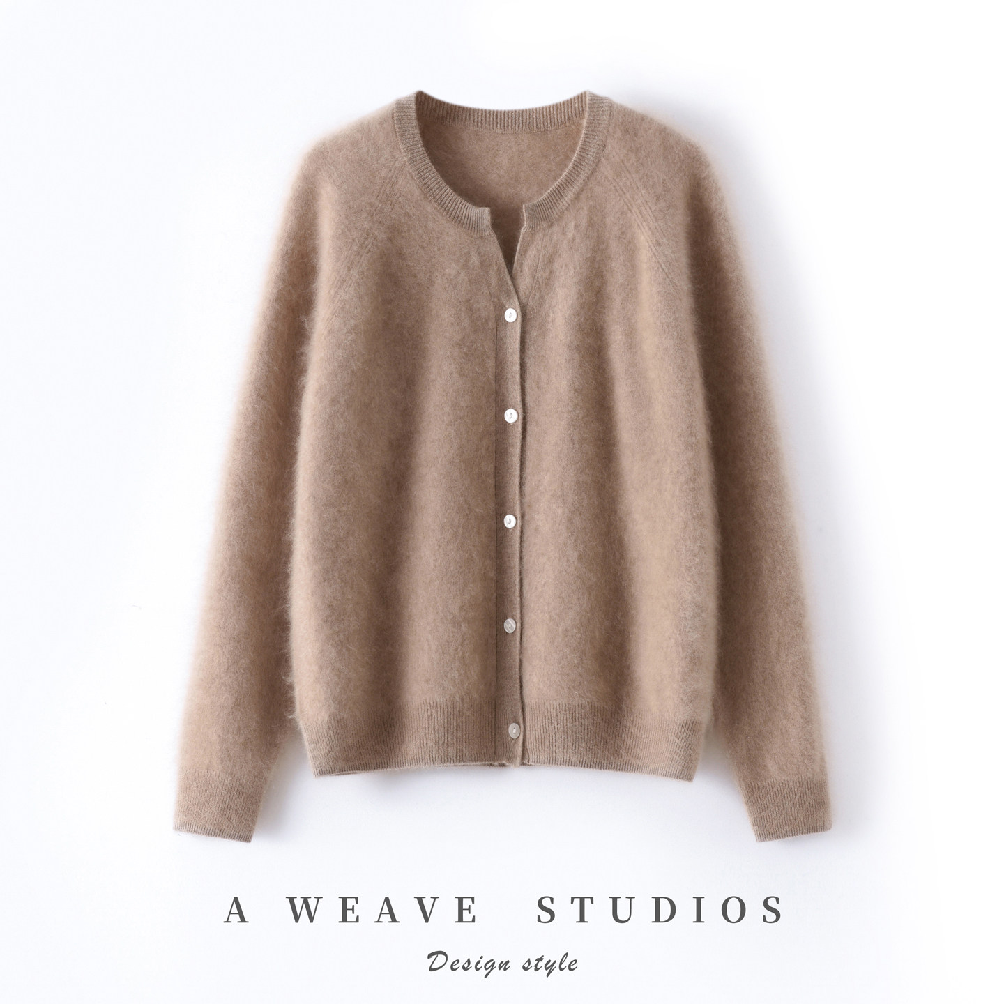 高端气质100%纯山羊绒开衫女圆领拉绒宽松软糯毛衣外套时尚针织衫,女装/女士精品,羊绒衫,淘宝优惠券,粉丝福利购,淘宝优惠卷