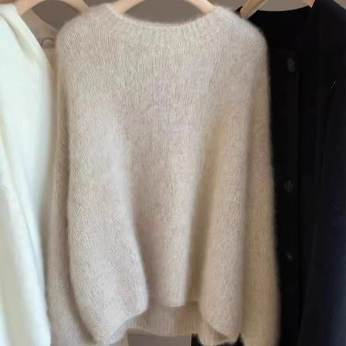 温柔风秋冬款山羊绒衫女圆领宽松软糯毛衣时尚百搭羊毛针织衫打底