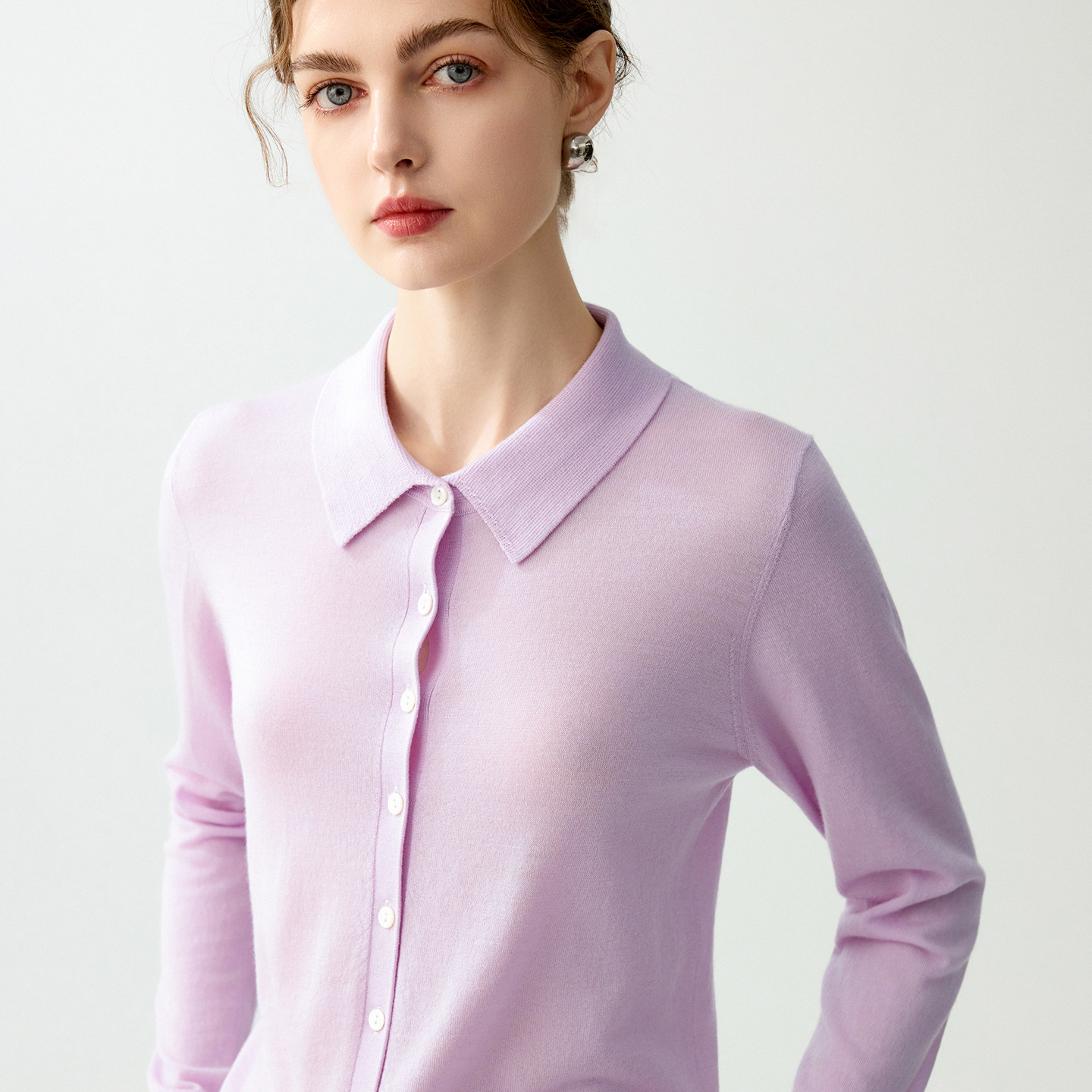 精纺扬子纱100%纯羊毛开衫女26春季正肩POLO领宽松长袖高端针织衫,女装/女士精品,毛针织衫,淘宝优惠券,粉丝福利购,淘宝优惠卷