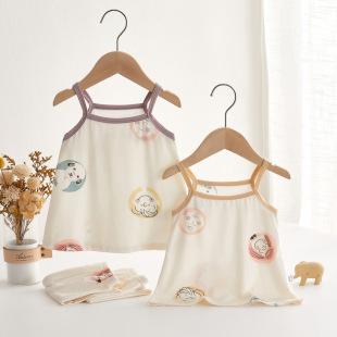 呈堡女童可爱吊带七分裤睡衣两件套宝宝夏装莫代尔家居服舒适睡服