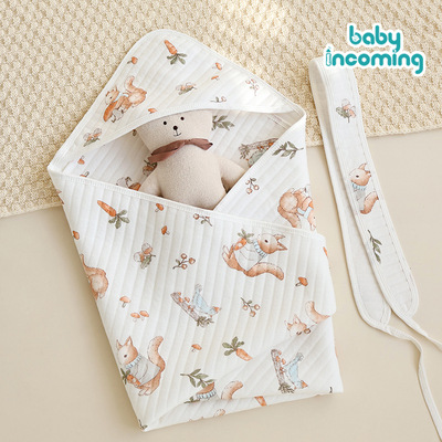 baby incoming空气棉婴儿抱被春夏卡通印花宝宝包被柔软透气包巾