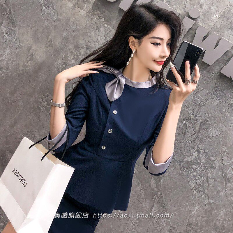 职业装女套装裙夏季新款上班族气质通勤小西装优雅轻熟风空姐制服