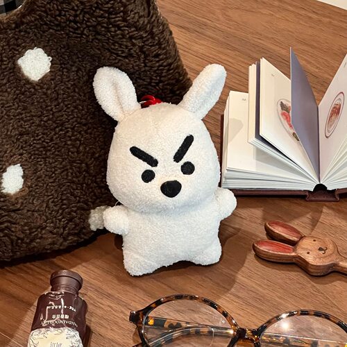 生财奋斗兔毛绒挂偶情侣钥匙扣