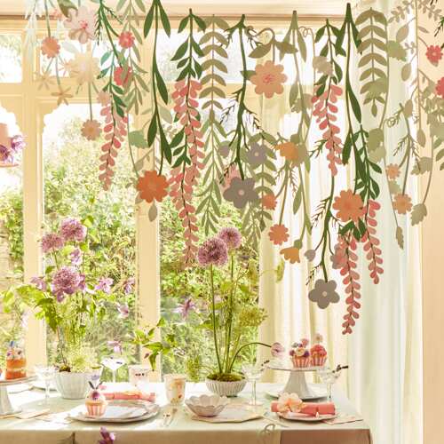 生日拉旗装饰用品花朵叶子图案