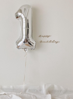 40 Inch Shiny Number Balloon 银色ins风周岁数字气球装饰布置
