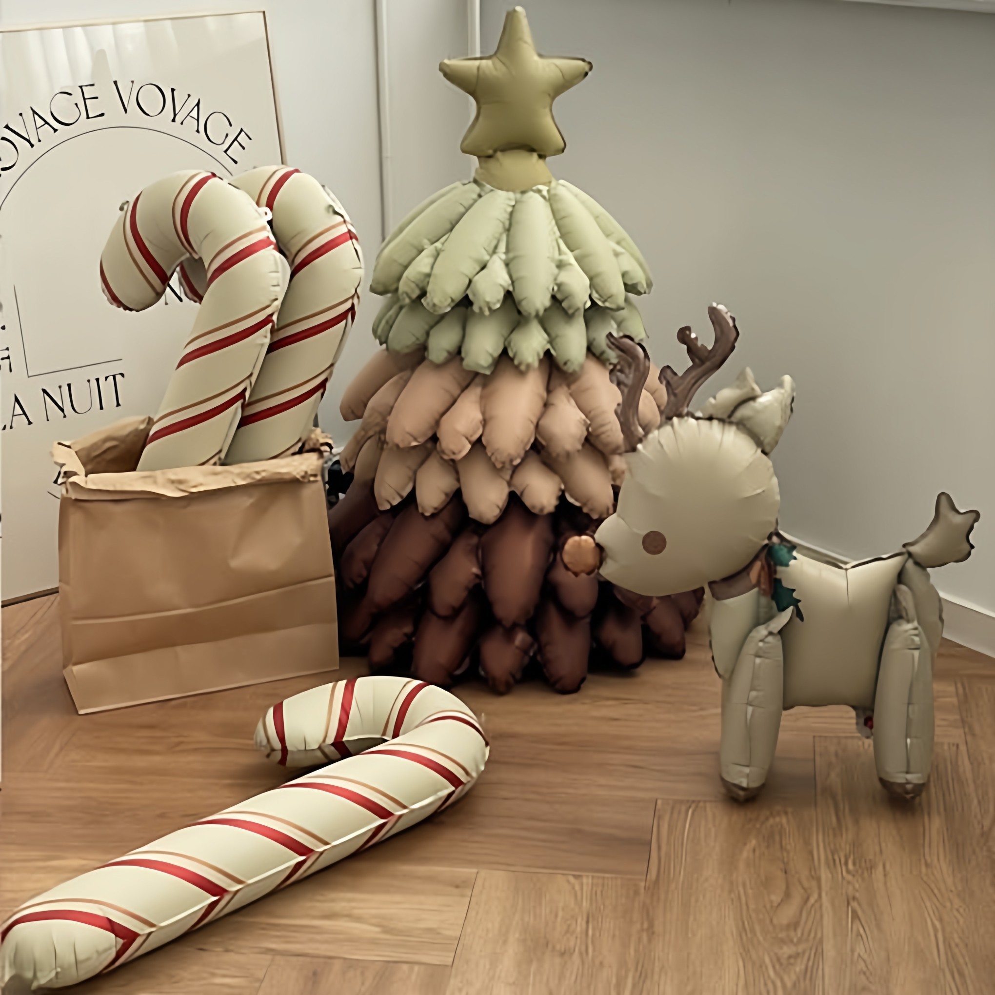 ins圣诞节氛围气球装饰道具网红圣诞树场景布置圣诞树雪人