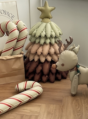 ins圣诞节氛围气球装饰道具网红圣诞树场景布置圣诞树雪人