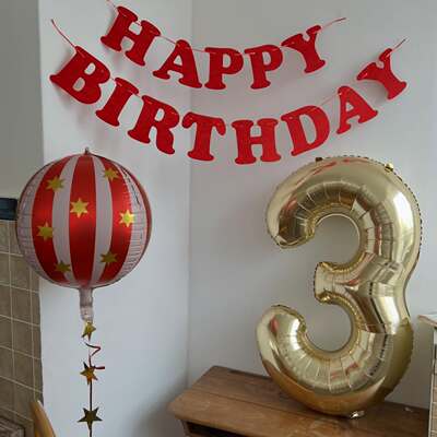 circus birthday party马戏团红色生日派对气球数字装饰布置套装