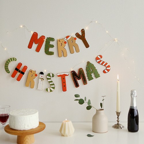 韩国ins风圣诞字母拉花彩旗christmas banner布置背景墙装饰派对