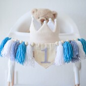 跨境one宝宝餐椅帆布流苏拉花背景墙拍照道具周岁庆祝装 饰