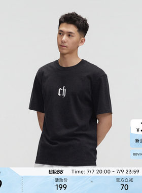 ChinismCAS黑色纯棉短袖T恤男