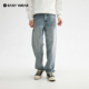 水洗合体牛仔裤 休闲裤 男秋季 直筒潮流美式 宽松男士 新款 长裤 子