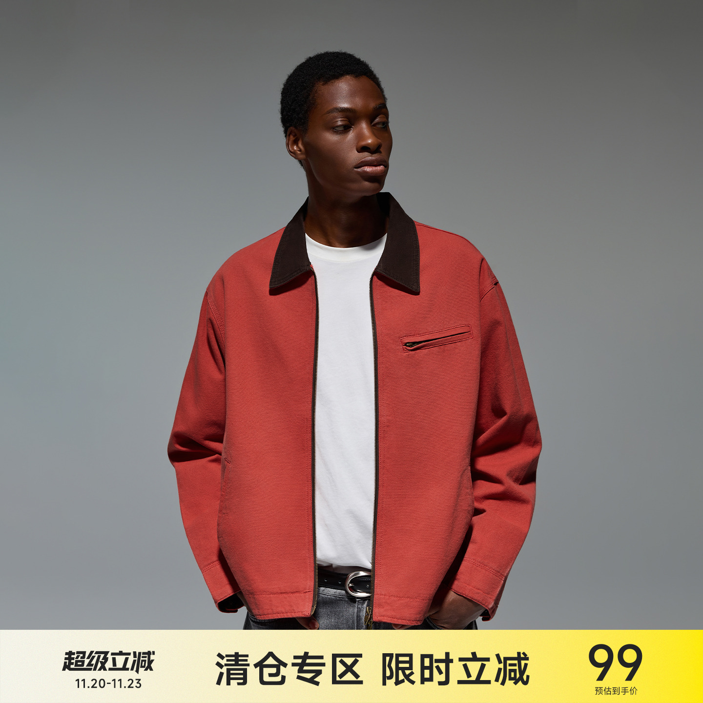 CH美式短款撞色翻领巴恩风夹克