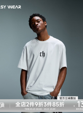 CH字母印花白色短袖t恤男运动休闲宽松夏季男生上衣美式情侣半袖