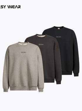 CH丨仿羊羔毛圆领卫衣男秋季新加绒加厚套头上衣美式休闲潮牌外套