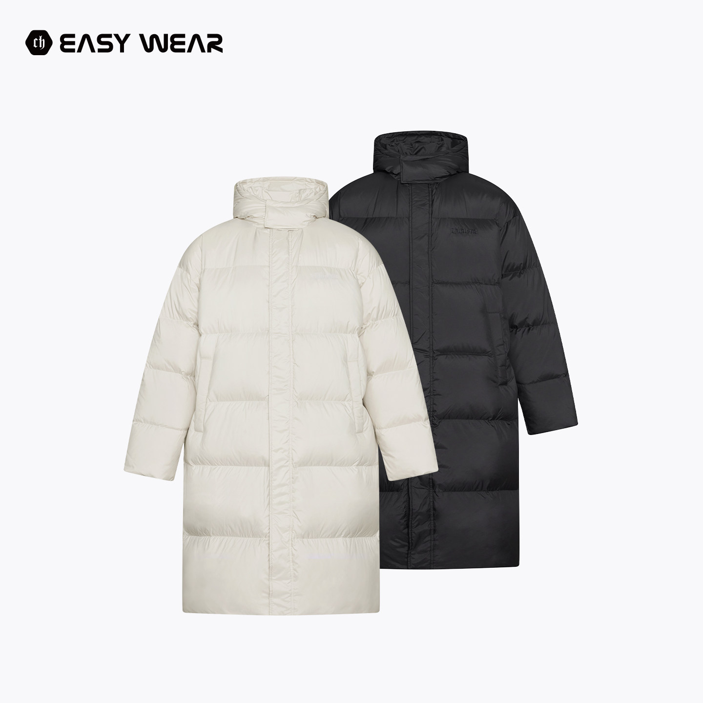 CH丨安心鸭绒连帽过膝长款羽绒服男冬季新款纯色简约加厚保暖外套,男装,羽绒服,淘宝优惠券,粉丝福利购,淘宝优惠卷