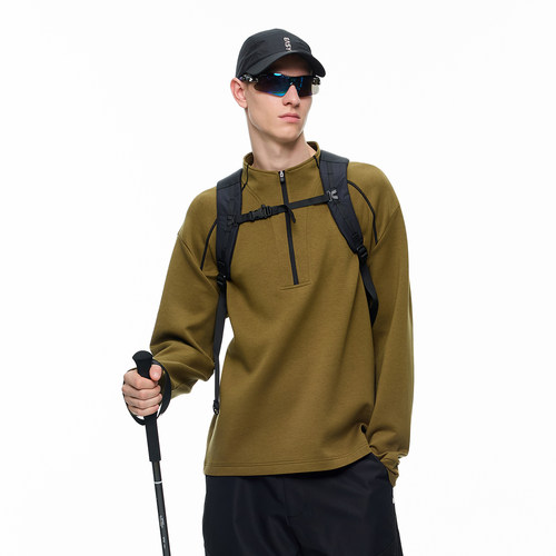 CH哈梭线莫代尔半拉链卫衣男2026春季新款宽松男士运动套头上衣