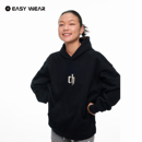 美式 情侣宽松帽衫 新款 外套男休闲上衣 黑色连帽卫衣男潮牌秋季