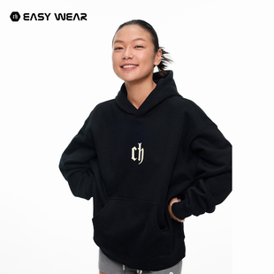美式 情侣宽松帽衫 新款 外套男休闲上衣 黑色连帽卫衣男潮牌秋季