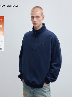 CH丨 软糯棉感鹅绒半拉链卫衣式羽绒服男冬季男士薄款轻羽绒外套