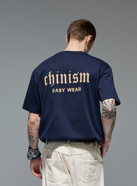 CH字母印花短袖T恤男宽松夏美式潮牌半袖情侣纯棉休闲圆领上衣