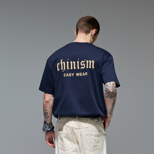 CH字母印花短袖T恤男宽松夏美式潮牌半袖情侣纯棉休闲圆领上衣